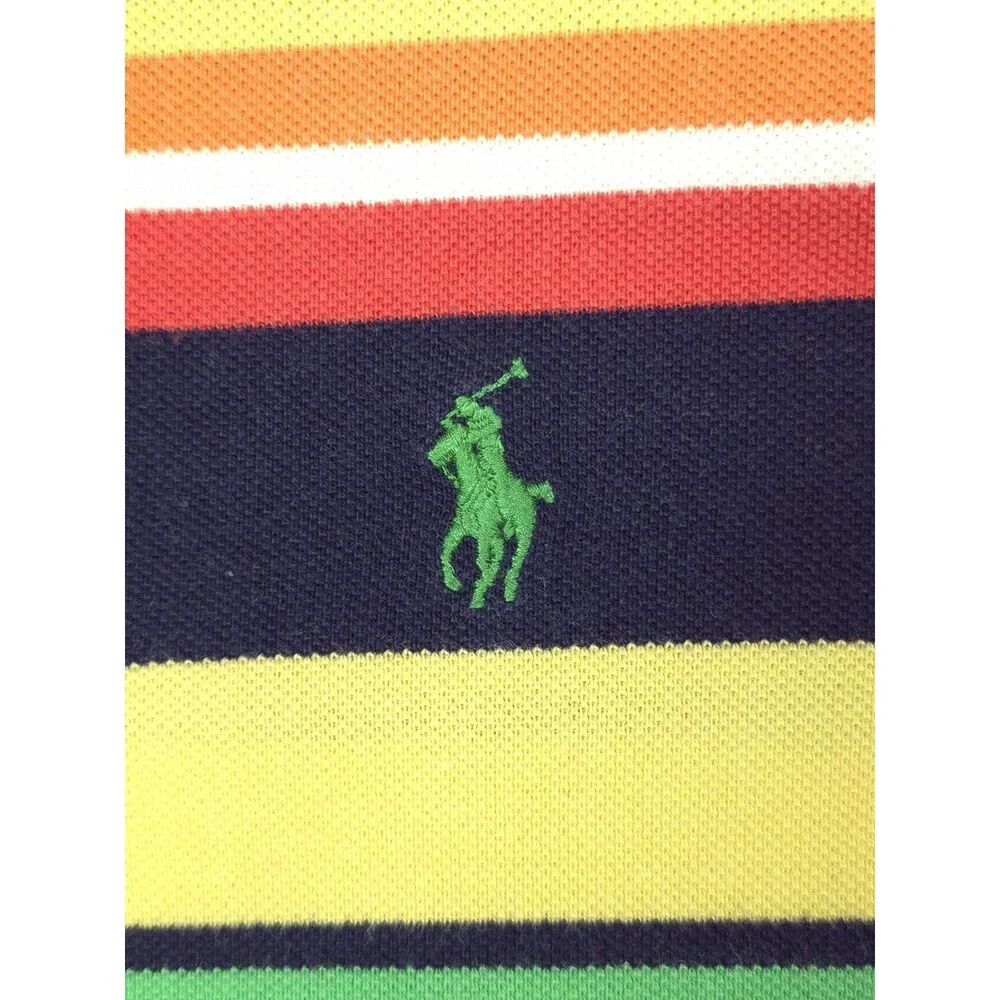 Ralph Lauren Polo Shirt XXL Vintage Colorful Striped Short Sleeve Preppy Golf